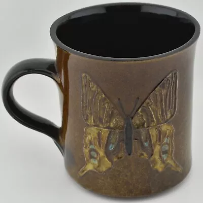 Buy Vintage The Guernsey Pottery Rex Opie? Brown Studio Embossed Butterfly Mug Cup • 16.99£