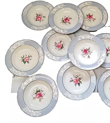 Buy Spode England Maritime Rose 8 1/2In Blue Rimmed Soup Bowl X10 • 14.99£