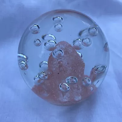 Buy Vintage Art Glass Bullicante Large Bubble Pink Lava Large Paperweight AS IS • 5£