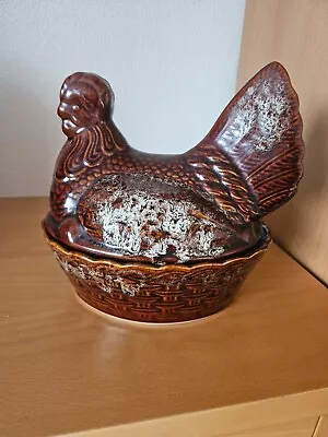 Buy Kernewek Pottery Egg Chicken In Brown 8 Inches Across 7.5 Inches Tall Cornwall • 14.99£