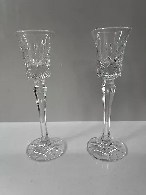 Buy Lead Cut Glass Crystal Royal Albert Victoria Pair Stemmed Candle Holders • 15£