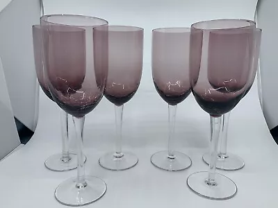 Buy Pier 1 Crackle Purple Amethyst Wine Glass Goblets • 139.79£