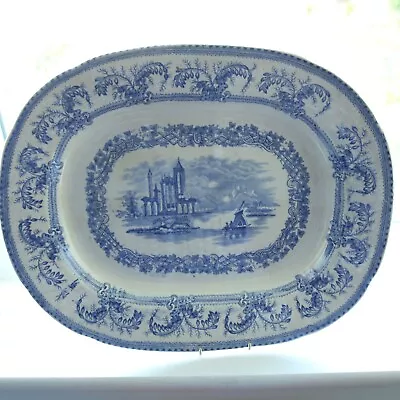 Buy Antique Blue & White Transferware  Landscape Pattern  16  X 13  Platter C1830-45 • 60£