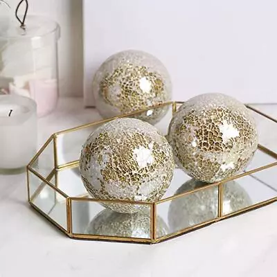 Buy Mosaic Sphere Balls Set Centerpieces 3.15inch Bowls Crackled Glass Orb Globe For • 14.56£