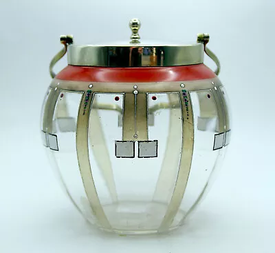 Buy CZECH / AUSTRIAN SECESSIONIST Jugendstil Art Nouveau GLASS Biscuit Barrel • 9.99£