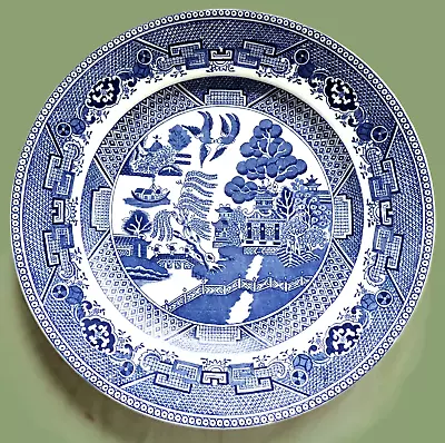 Buy Blue & White Willow Pattern Dinner Plate By Fenton Victoria Porcelain Co  10inch • 10£