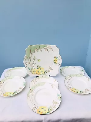 Buy Set Of  Tuscan China Art Deco Style Vintage Cake Plate & 6 Side Plates 🌼 • 16.95£