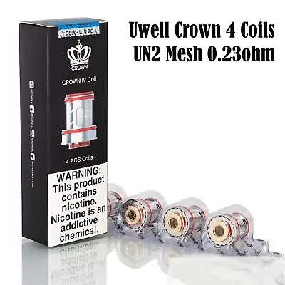 Buy Uwell Crown 4 Coils UN2 Mesh 0.23Ω Replacement Coil Pack Of 4 Coils • 9.95£