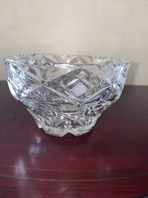 Buy Vintage Small Heavy Deep Cut Etched Crystal Round Center Bowl • 9.31£