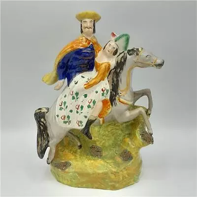 Buy Vintage Staffordshire Pottery Figurine - Man Carrying Woman On Horse • 19.99£