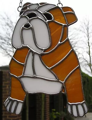 Buy Stained Glass British English Bulldog Suncatcher Panel Handmade In England • 131£