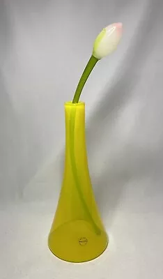 Buy Salviati Murano Glass Bright Yellow Bud Vase & Flower Etch Signed Venice Italy • 419.37£