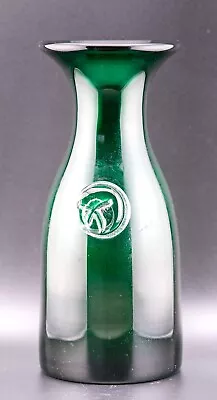 Buy HEAVY Artist Glass Bottle Vase Green European British 20th Century • 50£