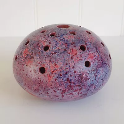 Buy Small Pink & Purple Studio Pottery Flower Frog Ikebana Vase - Signed Mijas? • 10£