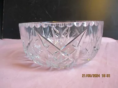 Buy Vintage  Large Heavy Lead Crystal Cut Glass Fruit  Bowl 8  Diameter 2kg • 3£