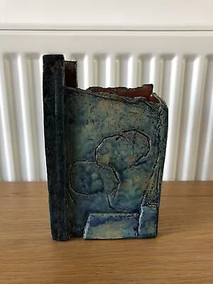 Buy Vintage Studio Pottery Raku Brutalist Slab Vase Signed LA Cornwall Troika Style • 39.99£