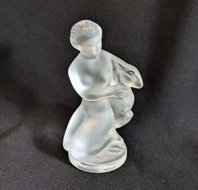 Buy Lalique Crystal France Diana The Huntress With Fawn Deer Goat Woman Figurine • 69.88£