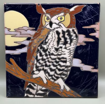 Buy Great Horned Owl W/ Moon In Night Sky Tile / Trivet / Hot Plate / Wall Decor • 27.96£