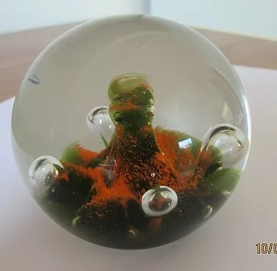 Buy Caithness Glass Paperweight CIIG Large Rust & Green Moonflower? • 6£