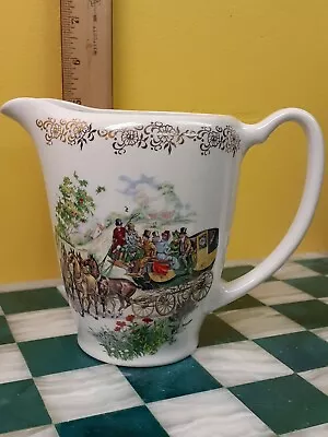 Buy Lord Nelson Pottery Pitcher Vintage Painted Ceramic Carriage Scene 7-70 England • 27.91£