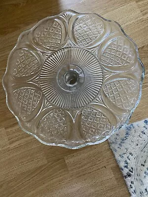 Buy Vintage L Cut Glass Pedestal Cake Stand Plate  • 4.49£