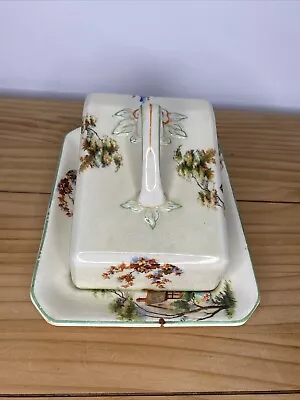 Buy Butter Dish Woods Ivory Ware -English Country Scene Vintage • 19.99£