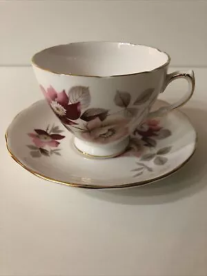Buy Royal Vale Fine Bone China Tea Cup/Saucer Made In England Pink Floral Gold Trim • 23.30£