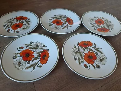 Buy J & G Meakin Studio Pottery Poppy Plates X5 • 15£