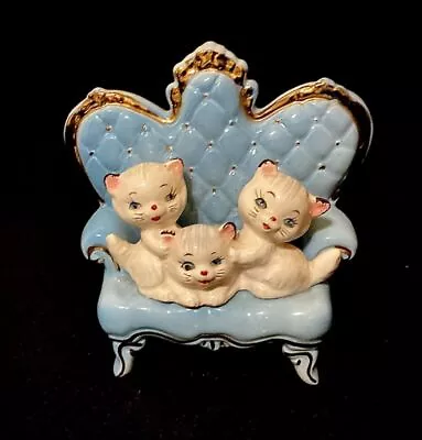 Buy Bradley Originals Pampurred Porcelain Kitten Sitting On Blue Sofa Orimco Pottery • 37.34£