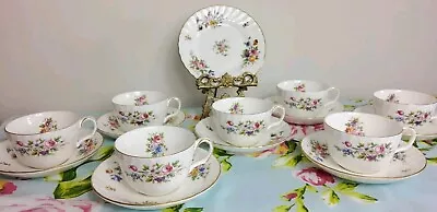 Buy Vintage Bone China Minton Marlow Teacups And Saucers Trio 15 Piece Tea Set • 50£