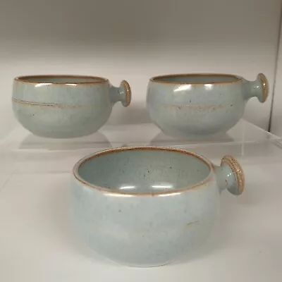 Buy St Nectans Tintagel Cornwall Pottery Tableware Duck Egg Green Soup Bowls X 3 • 17.50£