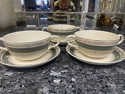 Buy Crown Set Of Three Ducal Chatsworth Soup And Saucer Set Green 7285 • 5£
