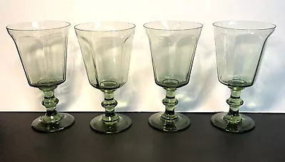 Buy Lenox Antique Pale Green Glass 6.75  Water Goblets Panel Wafer Stem Set 4 • 36.35£