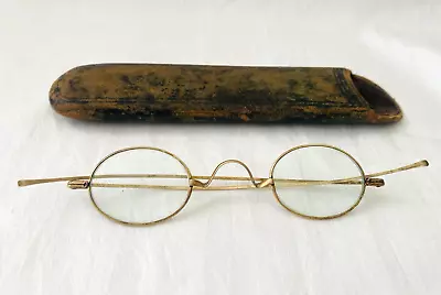 Buy ANTIQUE Gold Tone S.P.A. Franklin Looking Framed Lenses Eyeglasses W/ Tube Case • 5.43£