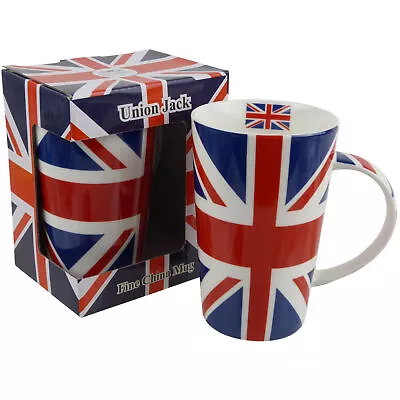 Buy Tall Union Jack Latte China Mug Red White Blue Flag UK London Iconic Queen Co... • 9.99£