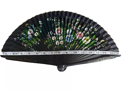 Buy Beautiful Vintage Wooden Handpainted Floral Hand Fan - Spanish. • 18£