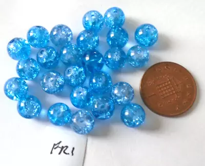 Buy 25 Blue 'crackle'  Glass Beads (fr1 • 2£