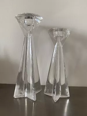 Buy Pair Of  Glass Candlesticks, Candle Holders, Star Shaped • 6.50£