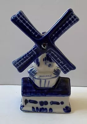 Buy Vintage Delf Pottery Spinning Windmill Blue & White Painted Holland Dutch • 5£