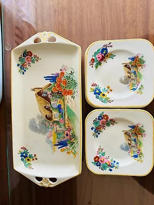 Buy Bursley Ware England. Vintage 6 Plates And Tray. Country Cottage. Some Crazing. • 7.95£