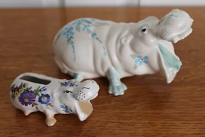 Buy 2 X Szeiler Floral Hippos (one Is A Money Box) • 15£