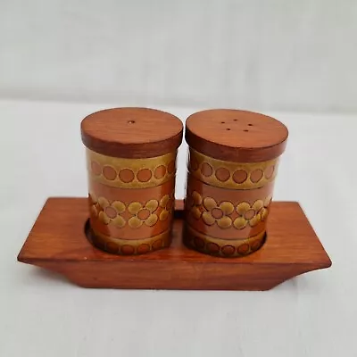 Buy Hornsea Saffron Salt & Pepper Set Wooden Stand BOHO ANTHROPOLOGIE VINTAGE RETRO • 15.99£