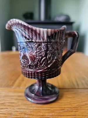 Buy Antique Victorian Amethyst Marbled Malachite  Slag Pressed Glass Jug  • 19.99£