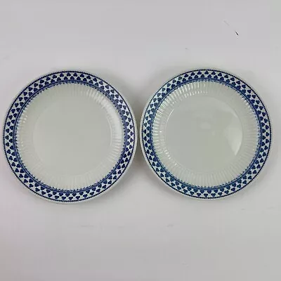 Buy 2 Adams Brentwood 8  Salad Plates English Ironstone Blue Clover Made In England • 35.40£