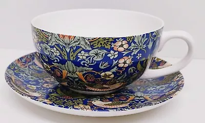 Buy William Morris Strawberry Thief Blue Cup & Saucer Fine China 300ml Cappuccino • 17.50£