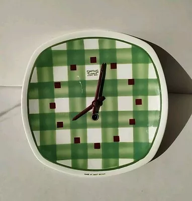 Buy Vintage Retro 1950's 1960's Smiths TG Green Gingham Ceramic Wall Clock. • 15£