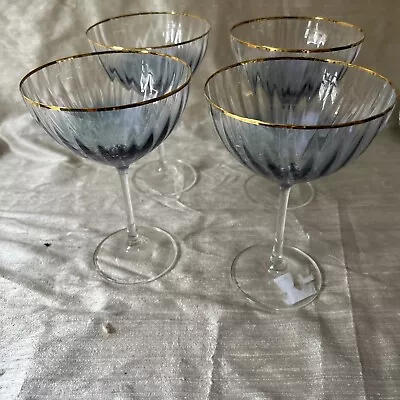 Buy Set Of 4 Margarita/ Champagne Glasses Vintage 50’s • 25£