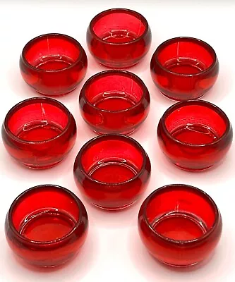 Buy Set Of 9 Flash Paint Glass Red Tealights Candle Holders • 18.64£