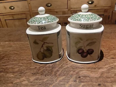 Buy Arthur Wood England Orchard Fruit Set Of  Canister Jars For Tea & Sugar • 24£