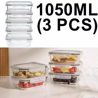 Buy HOCHSTE Glass Storage Food Containers Airtight Lids Kitchen Meal Prep Containers • 16.99£